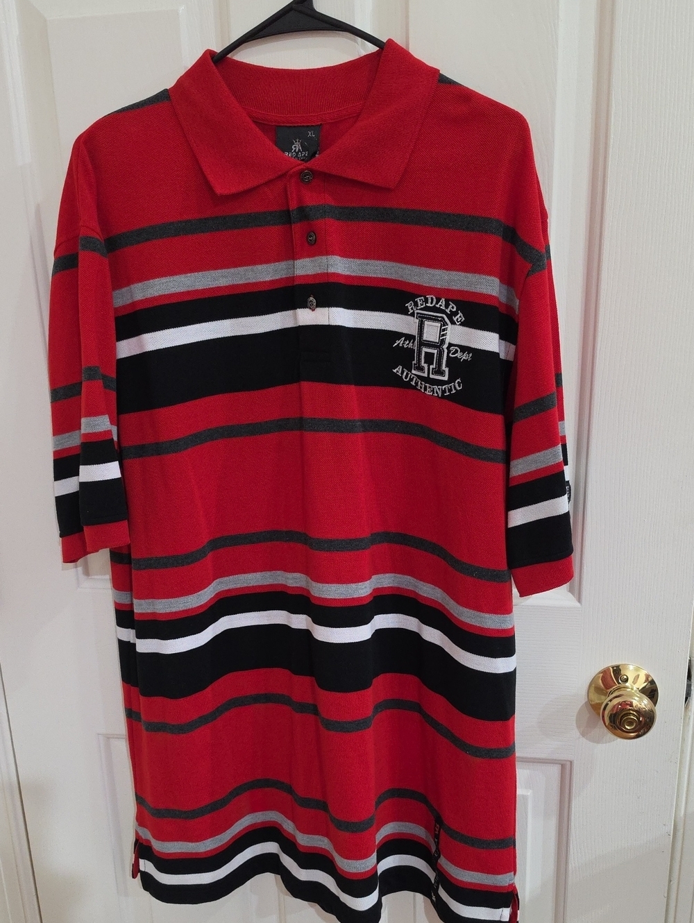 Vintage Y2K Red Ape Authentic Multi-Stripe Cyber Hip-Hop Polo Shirt - Men's XL